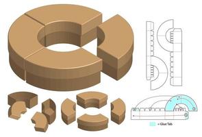 doos verpakking gestanst sjabloonontwerp. 3D-model vector