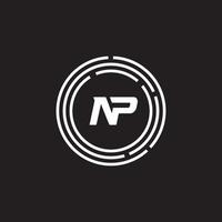 np pn brief logo ontwerp vector sjabloon