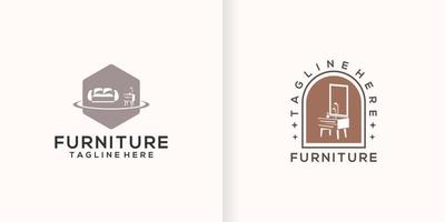 minimalistische meubilair logo ontwerp stijl verzameling vector