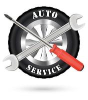 auto auto service logo met schroevendraaier en moersleutel vector