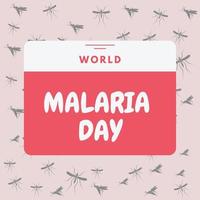 een rood en wit kalender dat zegt wereld malaria dag. vector