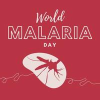 een rood achtergrond met een afbeelding van een nier Aan het en de woorden wereld malaria dag. vector