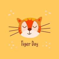 schattig gezicht van een tijger. vakantie tijger dag vector