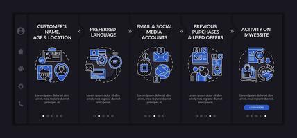 slimme content analytics criteria onboarding vector sjabloon