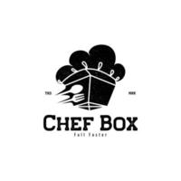 voedsel doos met chef hoed, vork en lepel silhouet voor voedsel levering logo inspiratie vector