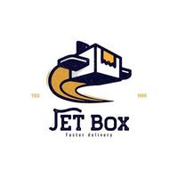 vliegend doos voor levering wijnoogst logo ontwerp vector
