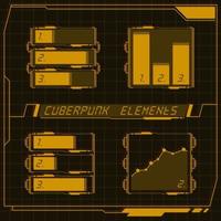 scifi futuristische controle paneel verzameling van hud elementen gui vr ui ontwerp cyberpunk retro stijl. vector