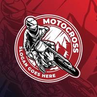mascotte van motorcross draaide zich om dat is geschikt voor e-sport gaming logo sjabloon vector