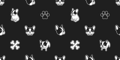 hond naadloos patroon vector Frans bulldog geïsoleerd poot hond bot behang achtergrond zwart
