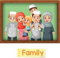 educatieve Engelse woordkaart van moslimfamilieleden vector