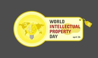 wereld intellectueel eigendom dag groet met een licht lamp in de sleutelgat vector