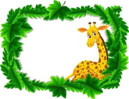 lege banner met tropische bladeren frame en giraffe stripfiguur vector