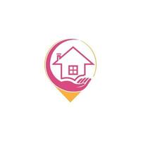 een huis plaats logo, huis plaats, pin huis logo vector