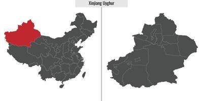 kaart provincie van China vector
