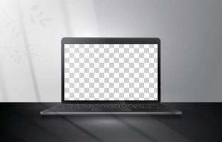 realistisch zwart kleur laptop met geruit scherm vector