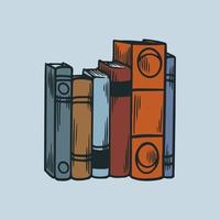 stapel boeken. stapel bibliotheekboeken met hand getrokken gravure schets vintage stye vector illustratie iconen. bibliotheekliteratuur, stapels boekschool, kennis en onderwijsconcept