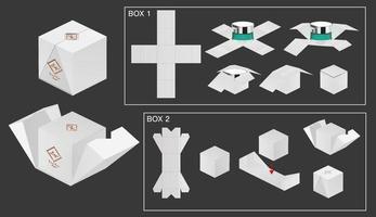 doos verpakking gestanst sjabloonontwerp. 3D-model vector