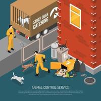 Animal Control Service isometrische poster vectorillustratie vector