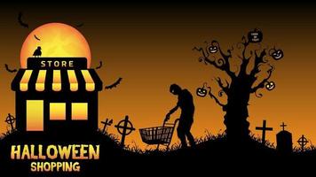 halloween winkel winkel op een kerkhof vector