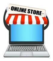 laptop met online winkelbanner vector
