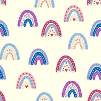 naadloos patroon bevallig regenbogen in boho kleuren. Scandinavisch baby hand- stijl voor pasgeborenen. vector