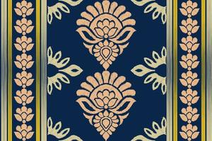 etnisch patroon. hoofddoek patroon. zijde nek sjaal. bandana afdrukken. hoofddoek. bloemen wijnoogst stijl. Indonesisch batik. textiel, kleding stof, tegel, kleding. tribal textuur. vector. blauw, rood, goud, geel. vector