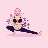 zwanger vrouw aan het doen uithaal yoga oefening. vector