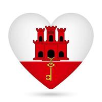 Gibraltar vlag in hart vorm geven aan. vector illustratie.