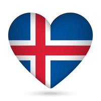 IJsland vlag in hart vorm geven aan. vector illustratie.