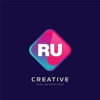 rt eerste logo met kleurrijk sjabloon vector