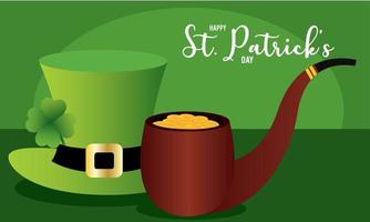traditioneel Iers hoed en roken pijp heilige Patrick dag poster vector illustratie