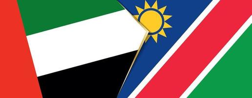 Verenigde Arabisch emiraten en Namibië vlaggen, twee vector vlaggen.
