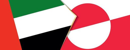 Verenigde Arabisch emiraten en Groenland vlaggen, twee vector vlaggen.