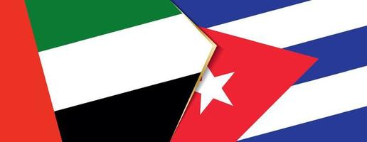 Verenigde Arabisch emiraten en Cuba vlaggen, twee vector vlaggen.