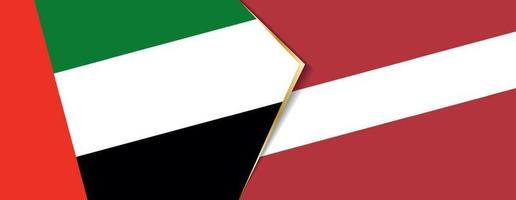 Verenigde Arabisch emiraten en Letland vlaggen, twee vector vlaggen.