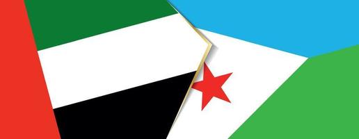 Verenigde Arabisch emiraten en Djibouti vlaggen, twee vector vlaggen.
