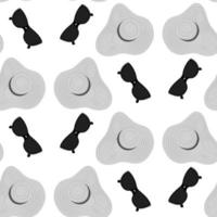 naadloos patroon van een zomer hoed met breed rand en strepen in de omgeving van en zonnebril met donker bril vector