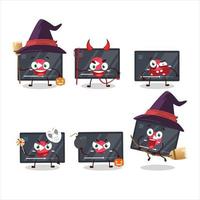 halloween uitdrukking emoticons met tekenfilm karakter van video Speel knop vector