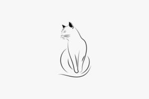 gemakkelijk tekening kat logo sjabloon vector