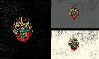 hoofd duivel met toeter vector illustratie mascotte ontwerp