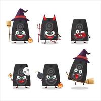 halloween uitdrukking emoticons met tekenfilm karakter van stereo spreker vector