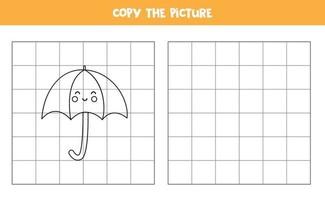 kopieer de foto van een schattige paraplu. logisch spel voor kinderen. vector