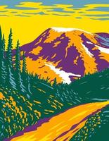 Mount Rainier National Park een actieve stratovulkaan in de watervallen gelegen in Pierce County en Lewis County in de staat Washington wpa poster art vector