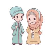 kinderen moslim Ramadhan kareem eid mubarak vector ai illustratie
