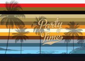 partij tijd kleurrijk vector kaart palm bomen kleurrijk post ontwerp