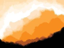 koel getextureerde geelachtig oranje wolk met zwart decoratie Aan de bodem vector achtergrond geïsoleerd Aan horizontaal landschap vormig sjabloon. vector behang voor sociaal media of website Hoes na.