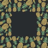 naadloos ananas kader. tekening vector met ananas. wijnoogst ananas achtergrond