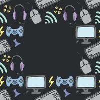 naadloos gaming kader. tekening achtergrond met gaming pictogrammen vector