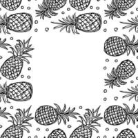 naadloos ananas kader. tekening vector met ananas. wijnoogst ananas achtergrond