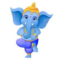 weinig schattig ganesh, religieus traditioneel god olifant in tekenfilm karakter geïsoleerd Aan wit achtergrond. vector illustratie